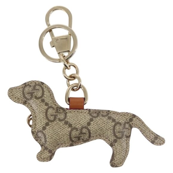 GUCCI Dog Shape Bag Charm GG Supreme PVC Beige Auth 143370 - Picture 3 of 8